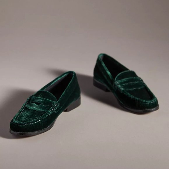 NEW G.H.BASS Size 10 Women's Whitney Velvet Weejuns Loafers - Green - Picture 1 of 3